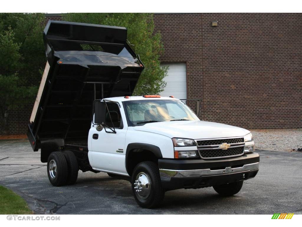 2005 Silverado 3500 Regular Cab 4x4 Chassis Dump Truck - Summit White / Dark Charcoal photo #27