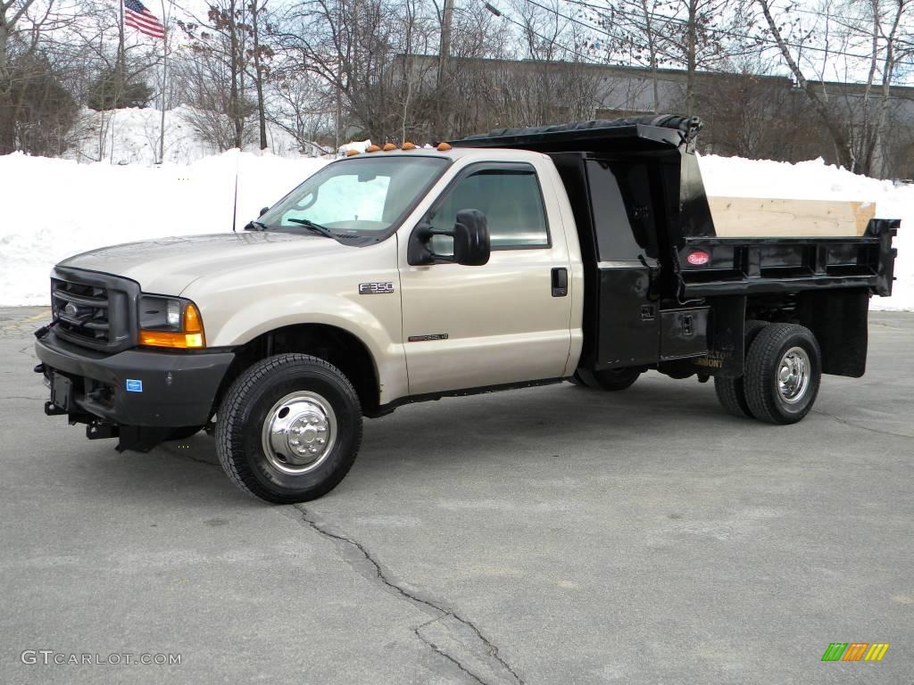 Light Prairie Tan Metallic 1999 Ford F350 Super Duty XL Regular Cab 4x4 Dump Truck Exterior Photo #40656351