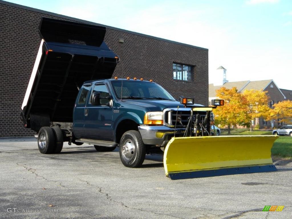 1999 F350 Super Duty XL SuperCab 4x4 Dump Truck - Woodland Green Metallic / Medium Graphite photo #33