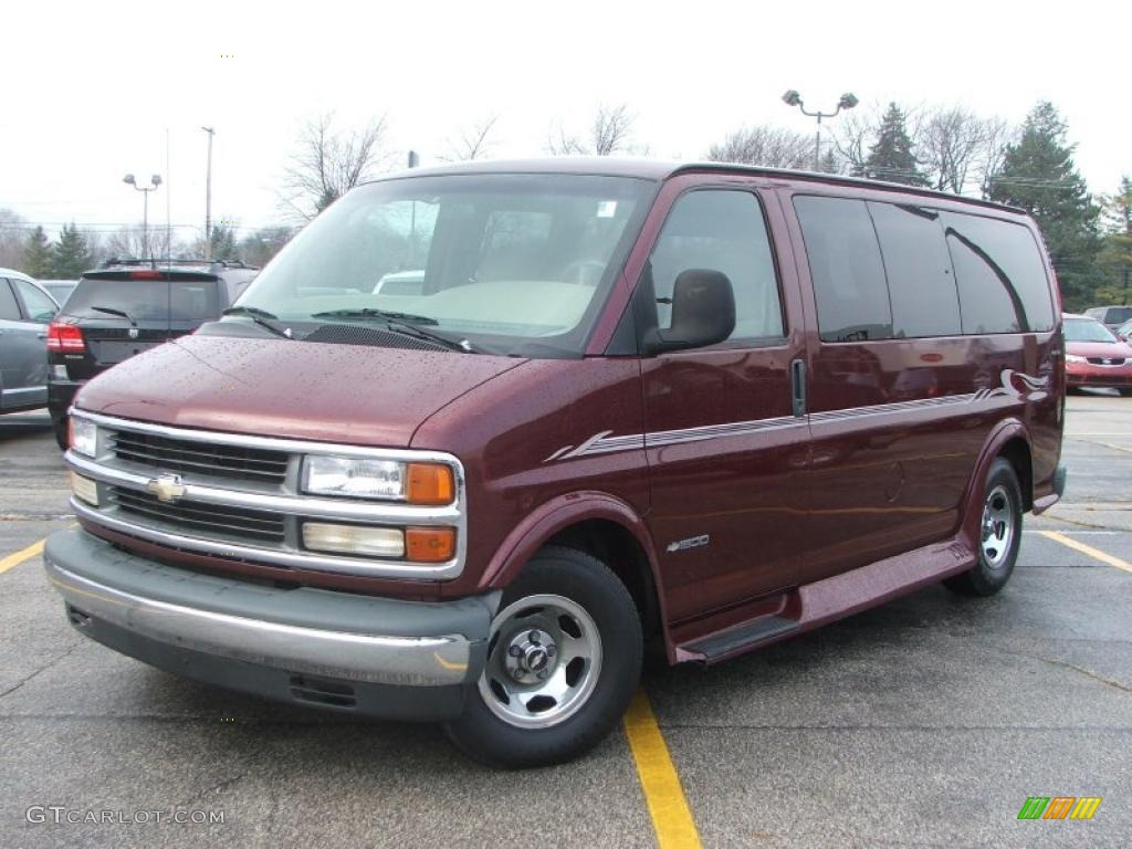 1999 Express 1500 Passenger Conversion Van - Dark Carmine Red Metallic / Neutral photo #3