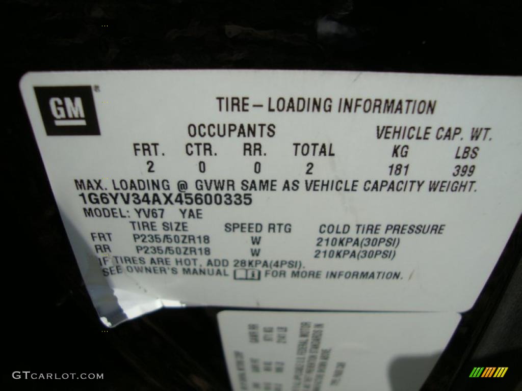 2004 Cadillac XLR Roadster Info Tag Photo #40672962