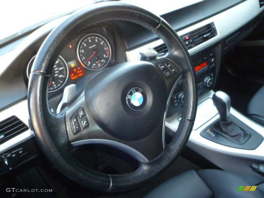2008 BMW 3 Series 335i Sedan Black Steering Wheel Photo #40676150