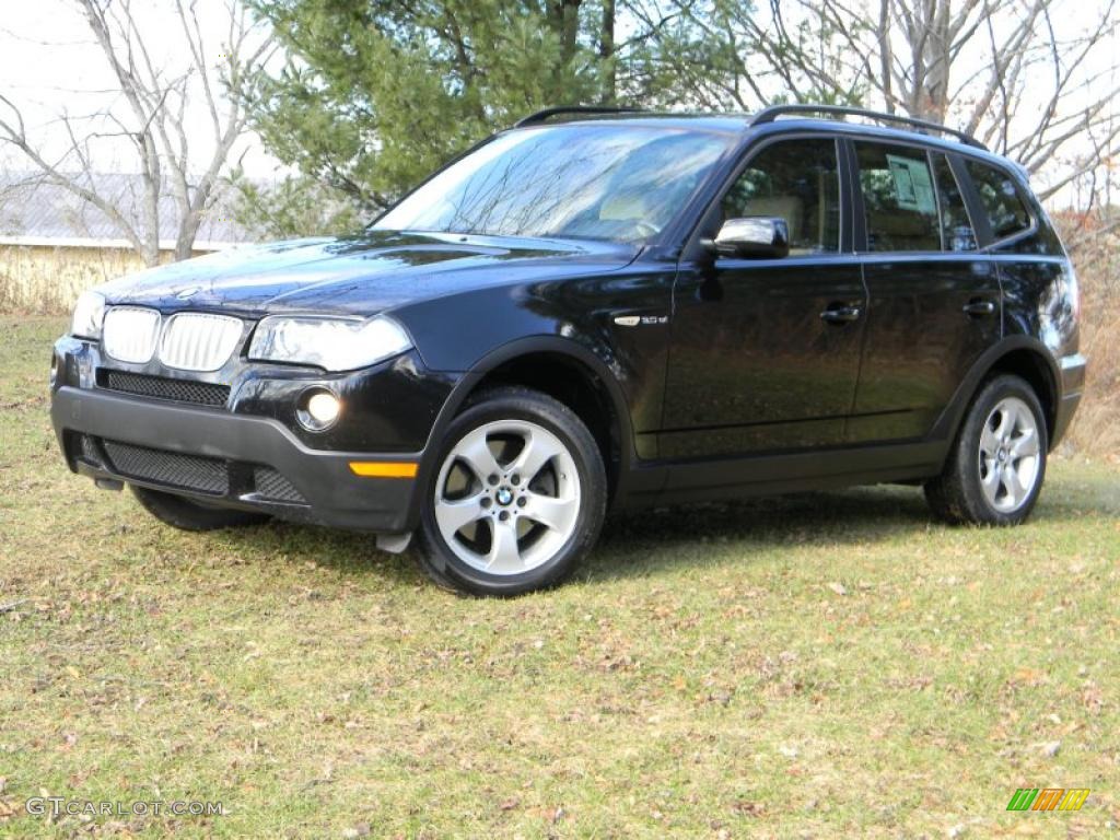 2007 X3 3.0si - Black Sapphire Metallic / Sand Beige photo #1