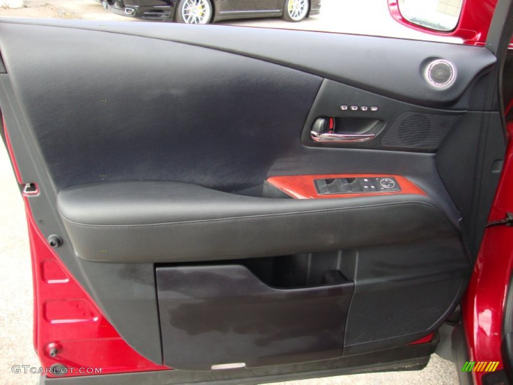 2010 Lexus RX 450h AWD Hybrid Black/Brown Walnut Door Panel Photo #40680546