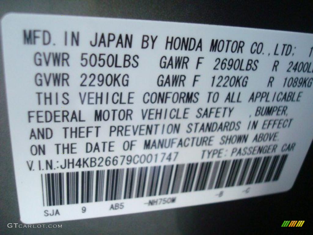 2009 RL Color Code NH750M for Silver Jade Metallic Photo #40691518