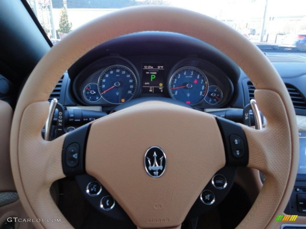 2011 Maserati GranTurismo Convertible GranCabrio Cuoio Steering Wheel Photo #40700825