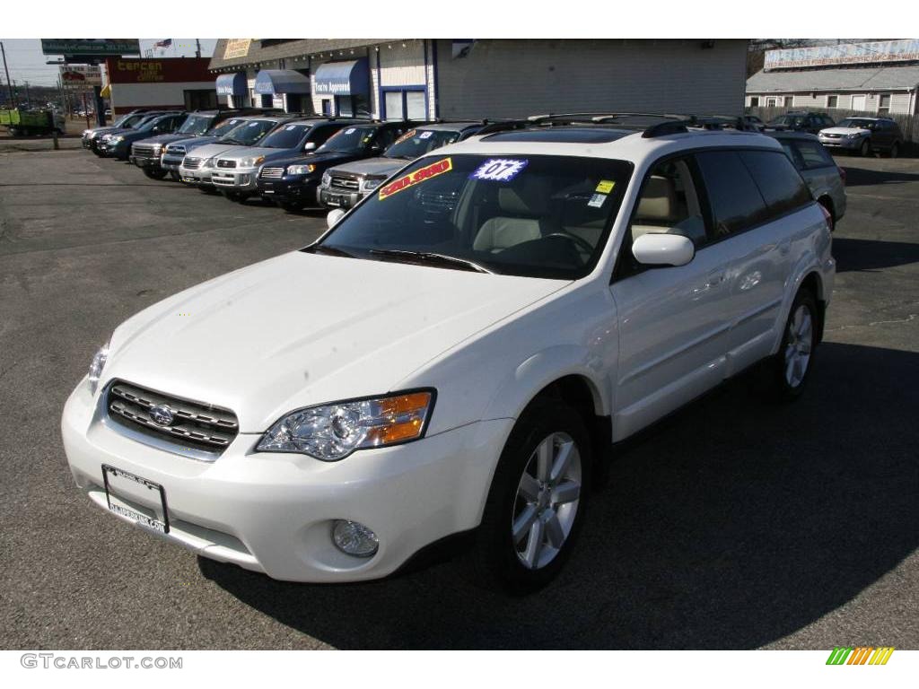 2007 Outback 2.5i Limited Wagon - Satin White Pearl / Taupe Leather photo #1