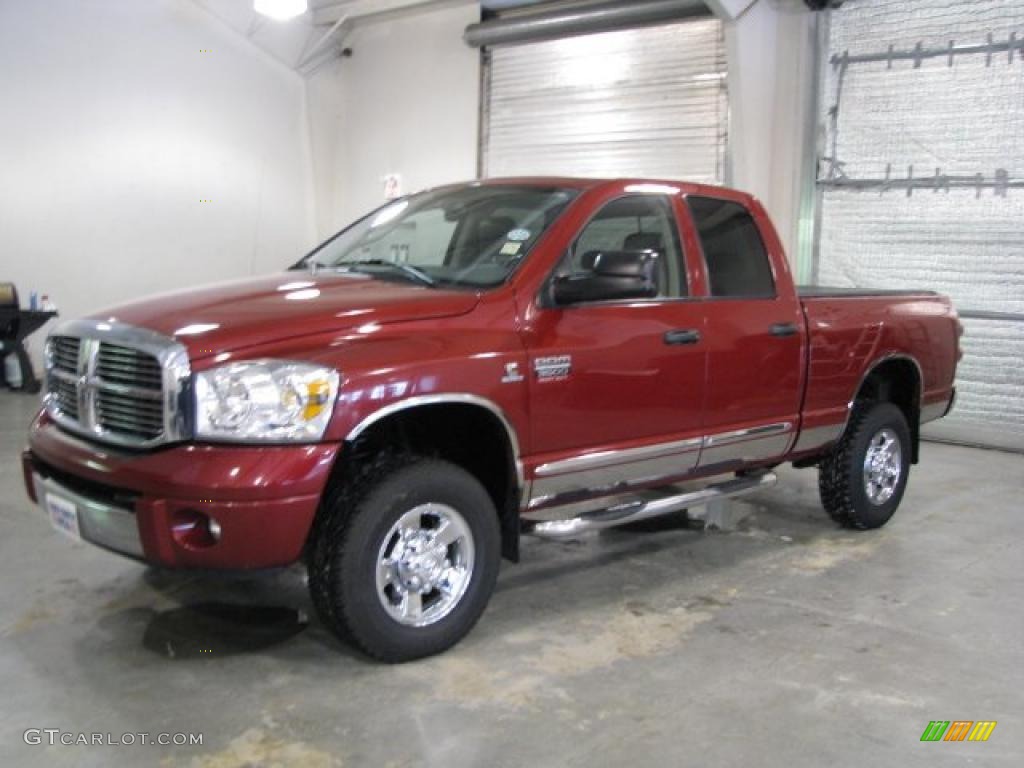 2007 Ram 3500 Laramie Quad Cab 4x4 - Inferno Red Crystal Pearl / Medium Slate Gray photo #2