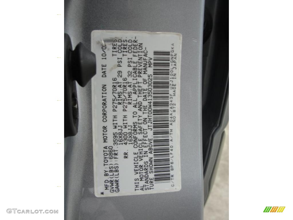 2001 LX Color Code 8P6 for Blue Vapor Metallic Photo #40717706
