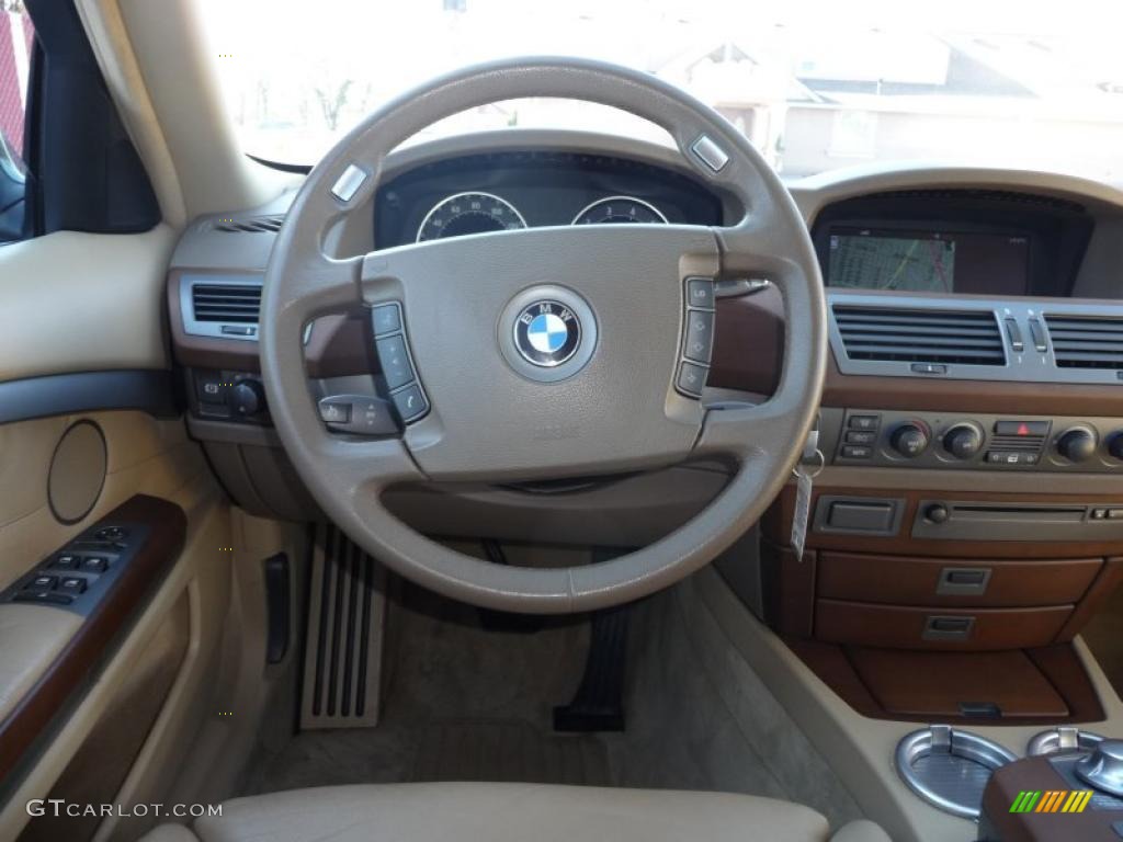 2002 BMW 7 Series 745Li Sedan Beige III Steering Wheel Photo #40726622