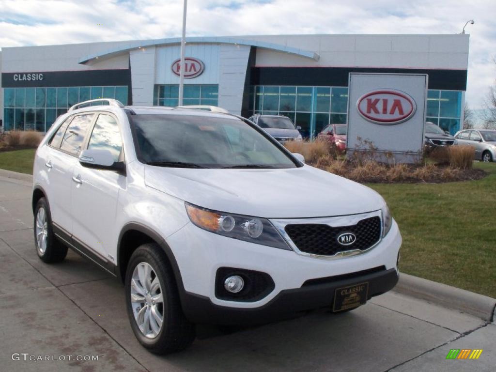 2011 Sorento EX V6 AWD - Snow White Pearl / Beige photo #1