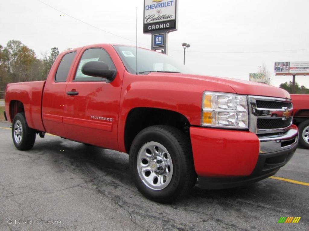 2011 Silverado 1500 LS Extended Cab - Victory Red / Dark Titanium photo #1