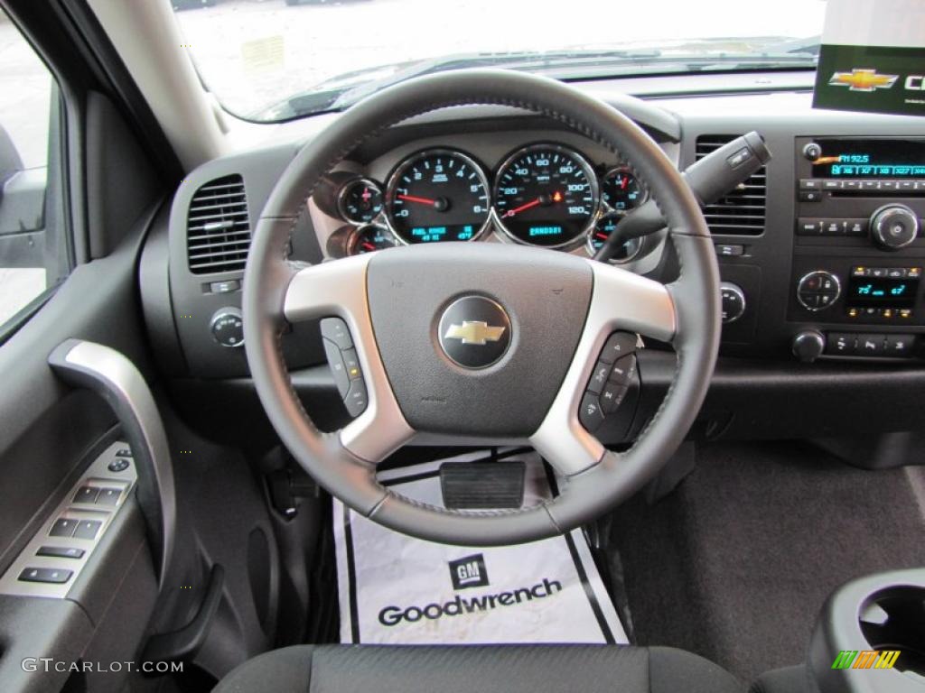 2010 Chevrolet Silverado 1500 LT Extended Cab 4x4 Ebony Steering Wheel Photo #40731139