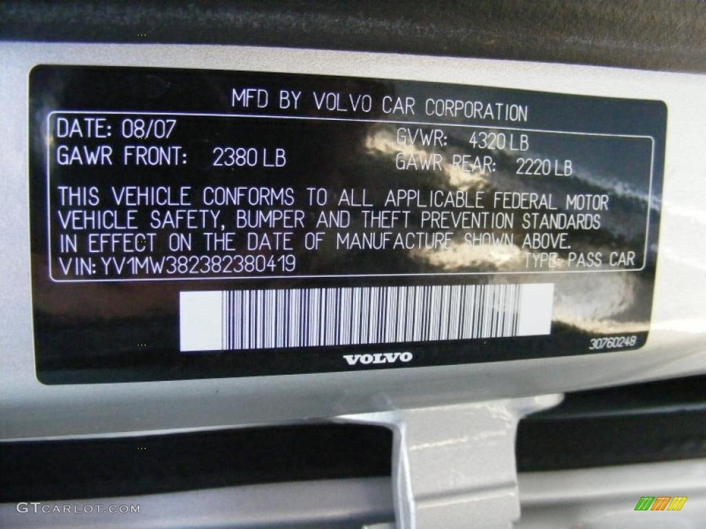 2008 Volvo V50 2.4i Info Tag Photo #40731391