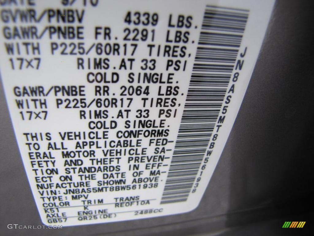 2011 Rogue SV - Platinum Graphite / Gray photo #15