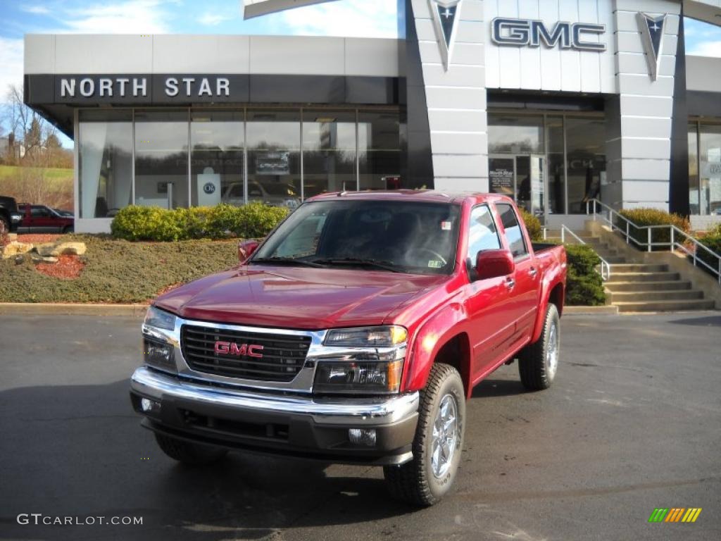 2011 Canyon SLE Crew Cab 4x4 - Merlot Jewel Red Metallic / Ebony photo #1