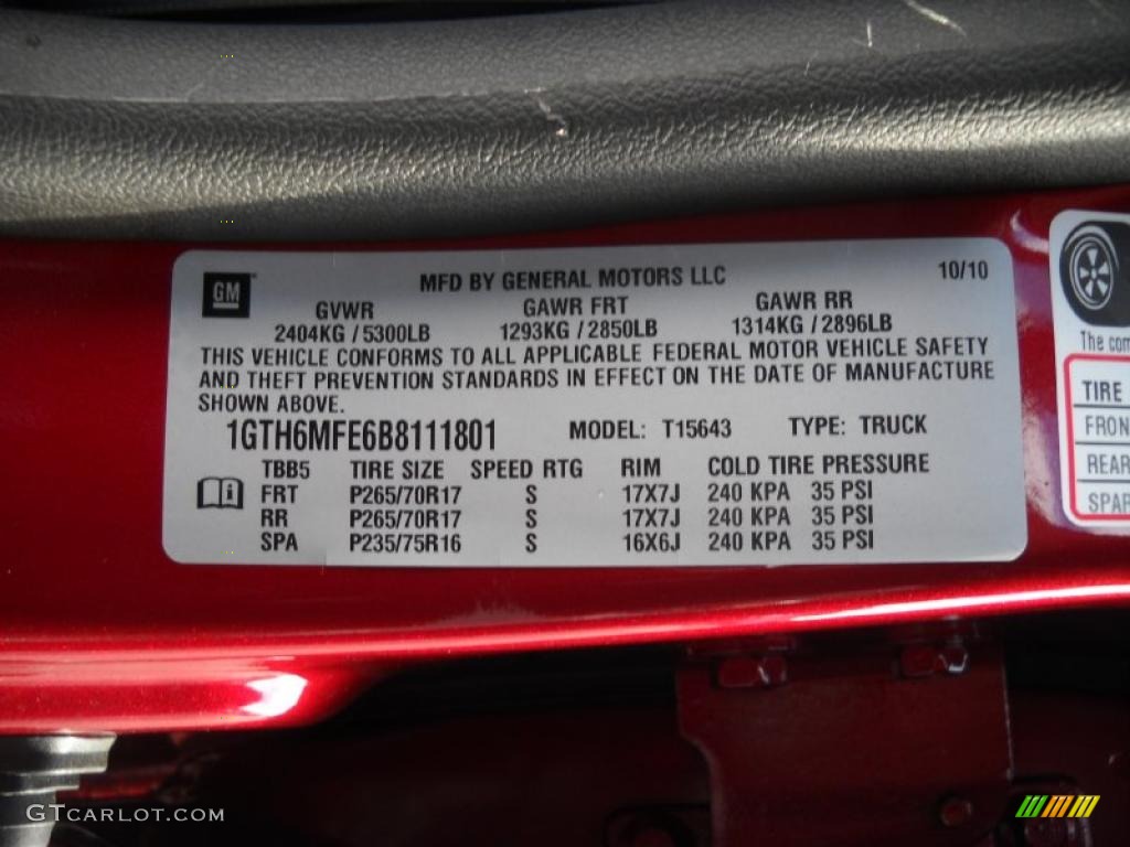 2011 GMC Canyon SLE Crew Cab 4x4 Info Tag Photo #40736039