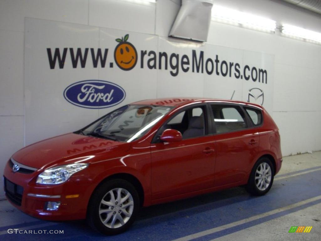 2009 Elantra Touring - Chilipepper Red / Beige photo #1