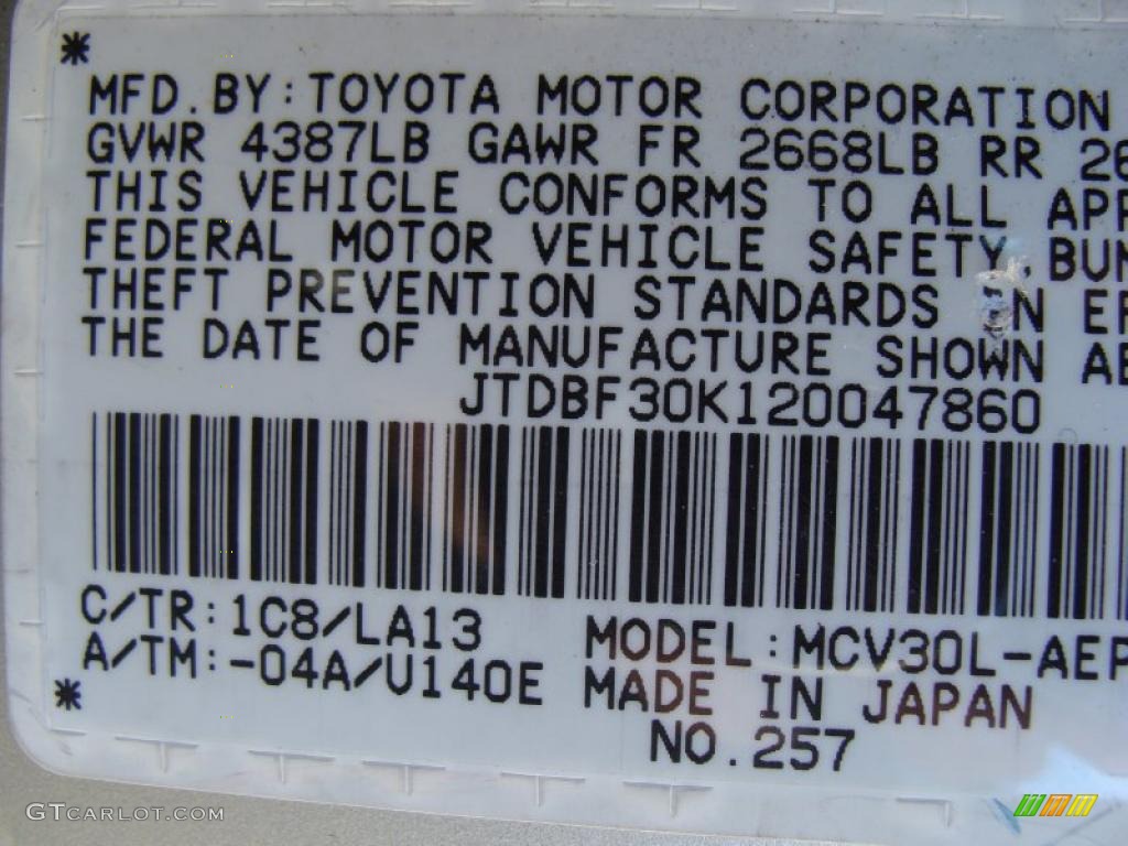 2002 Camry Color Code 1C8 for Lunar Mist Metallic Photo #40740943