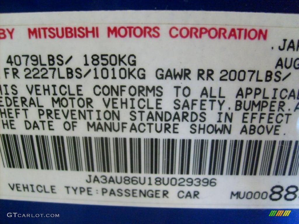 2008 Lancer GTS - Electric Blue Pearl / Black photo #22