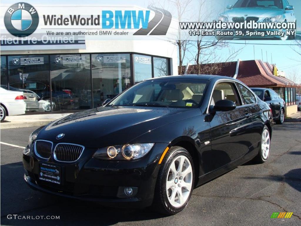 2008 3 Series 328xi Coupe - Jet Black / Beige photo #1