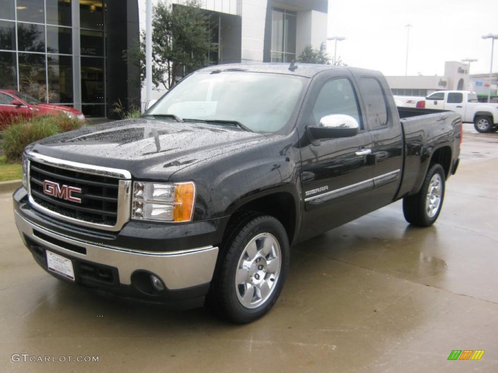 2011 Sierra 1500 SLE Extended Cab - Onyx Black / Ebony photo #1