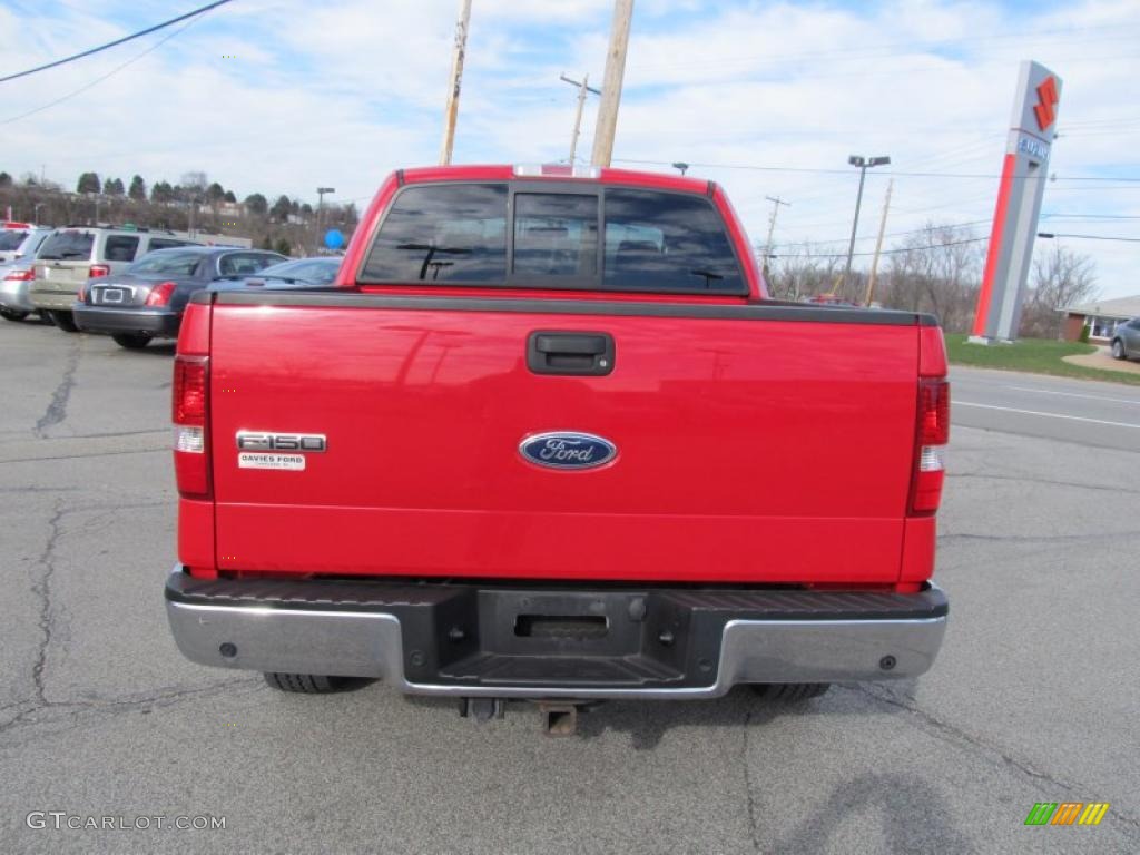 2005 F150 XLT SuperCrew 4x4 - Bright Red / Medium Flint/Dark Flint Grey photo #4