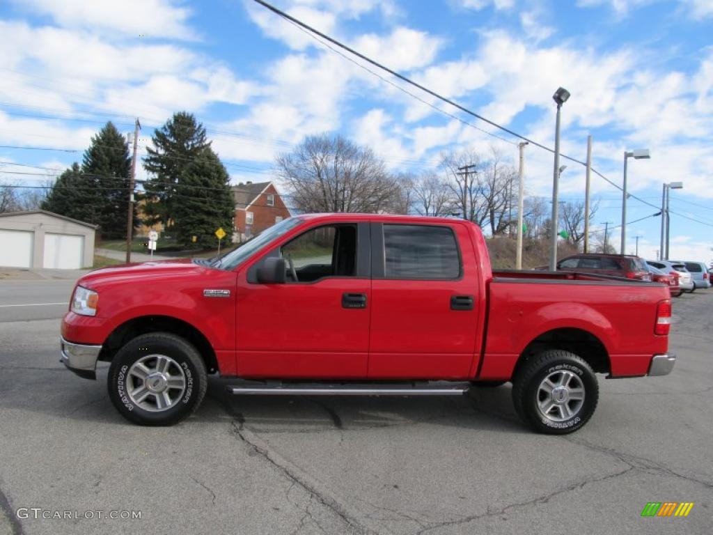 2005 F150 XLT SuperCrew 4x4 - Bright Red / Medium Flint/Dark Flint Grey photo #6