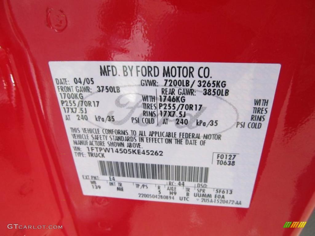 2005 F150 XLT SuperCrew 4x4 - Bright Red / Medium Flint/Dark Flint Grey photo #14