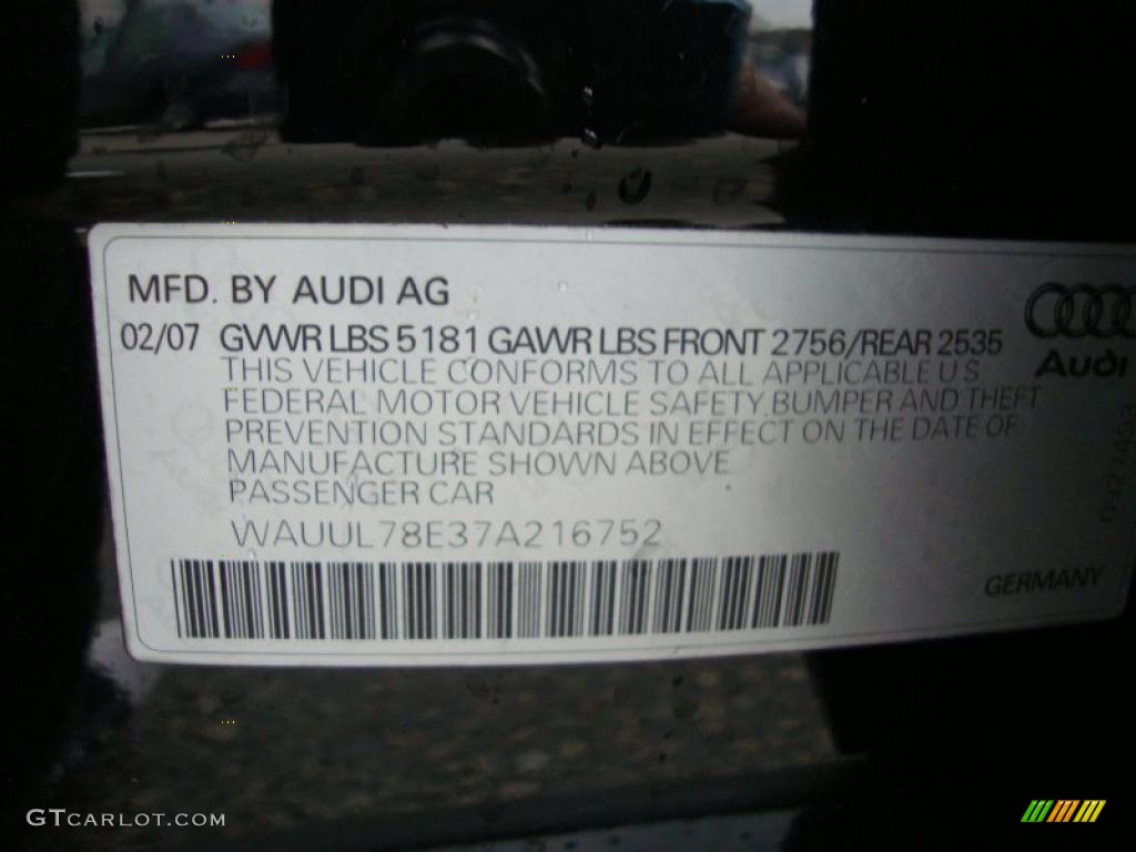 2007 Audi S4 4.2 quattro Avant Info Tag Photos