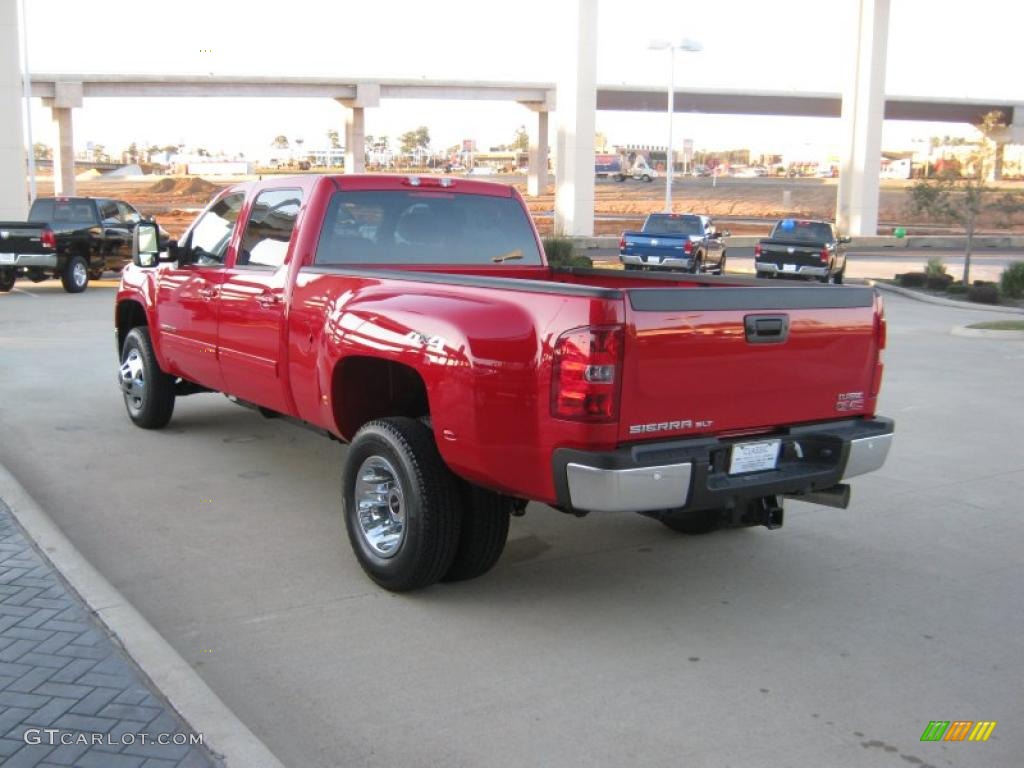 Fire Red 2011 GMC Sierra 3500HD SLT Crew Cab 4x4 Dually Exterior Photo #40777327
