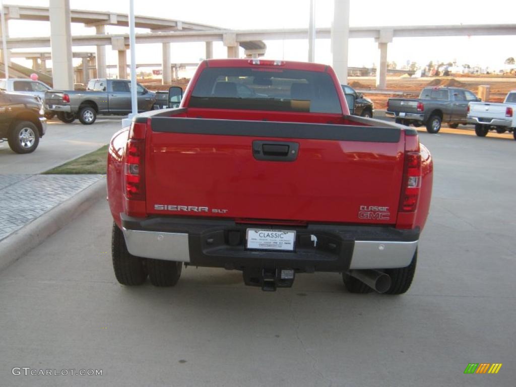 Fire Red 2011 GMC Sierra 3500HD SLT Crew Cab 4x4 Dually Exterior Photo #40777343