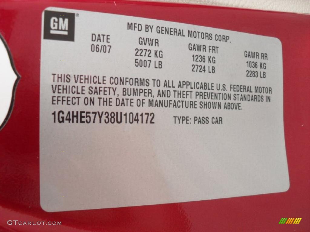 2008 Buick Lucerne CXS Info Tag Photo #40777499