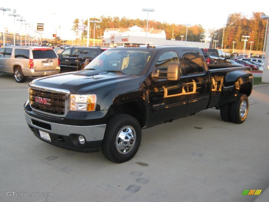 Onyx Black 2011 GMC Sierra 3500HD SLT Crew Cab 4x4 Dually Exterior Photo #40777723