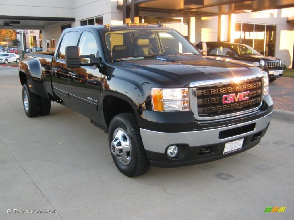 Onyx Black 2011 GMC Sierra 3500HD SLT Crew Cab 4x4 Dually Exterior Photo #40777795