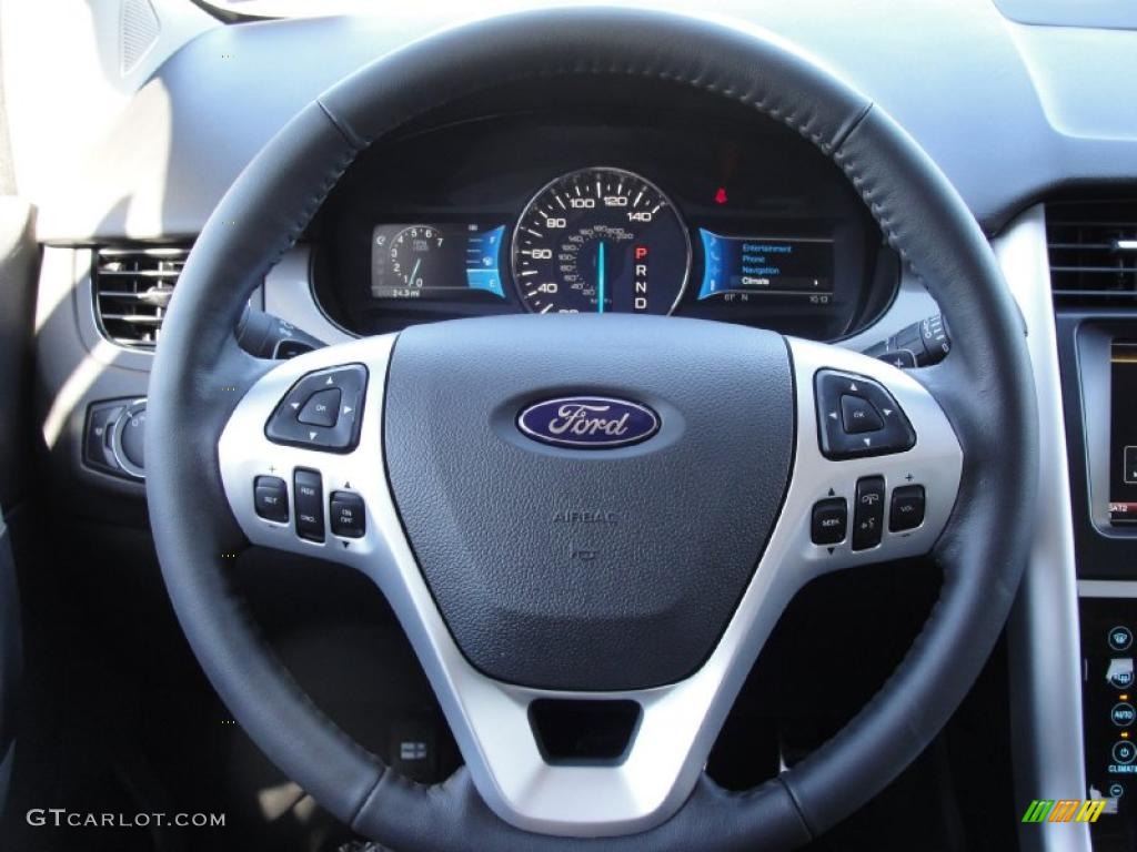 2011 Ford Edge Sport Charcoal Black/Silver Smoke Metallic Steering Wheel Photo #40790355