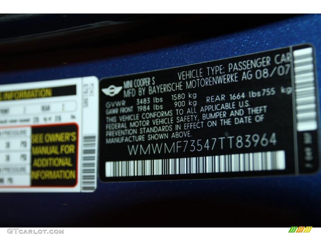 2007 Cooper S Hardtop - Lightning Blue Metallic / Punch Carbon Black photo #8