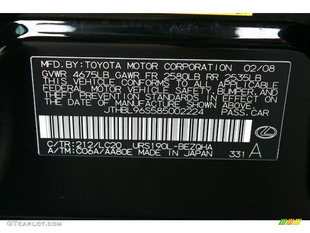 2008 Lexus GS 460 Color Code Photos