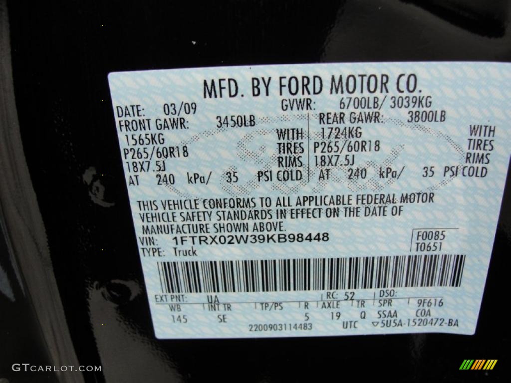2009 F150 Color Code UA for Black Photo #40800175