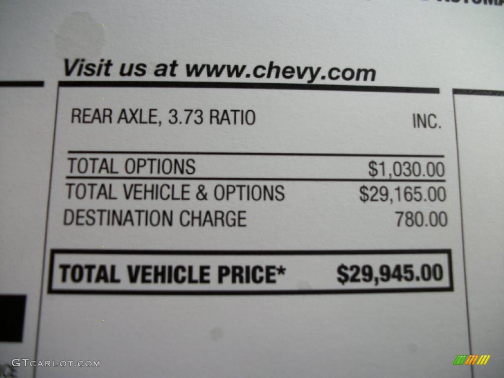 2011 Chevrolet Colorado LT Extended Cab 4x4 Window Sticker Photo #40800292