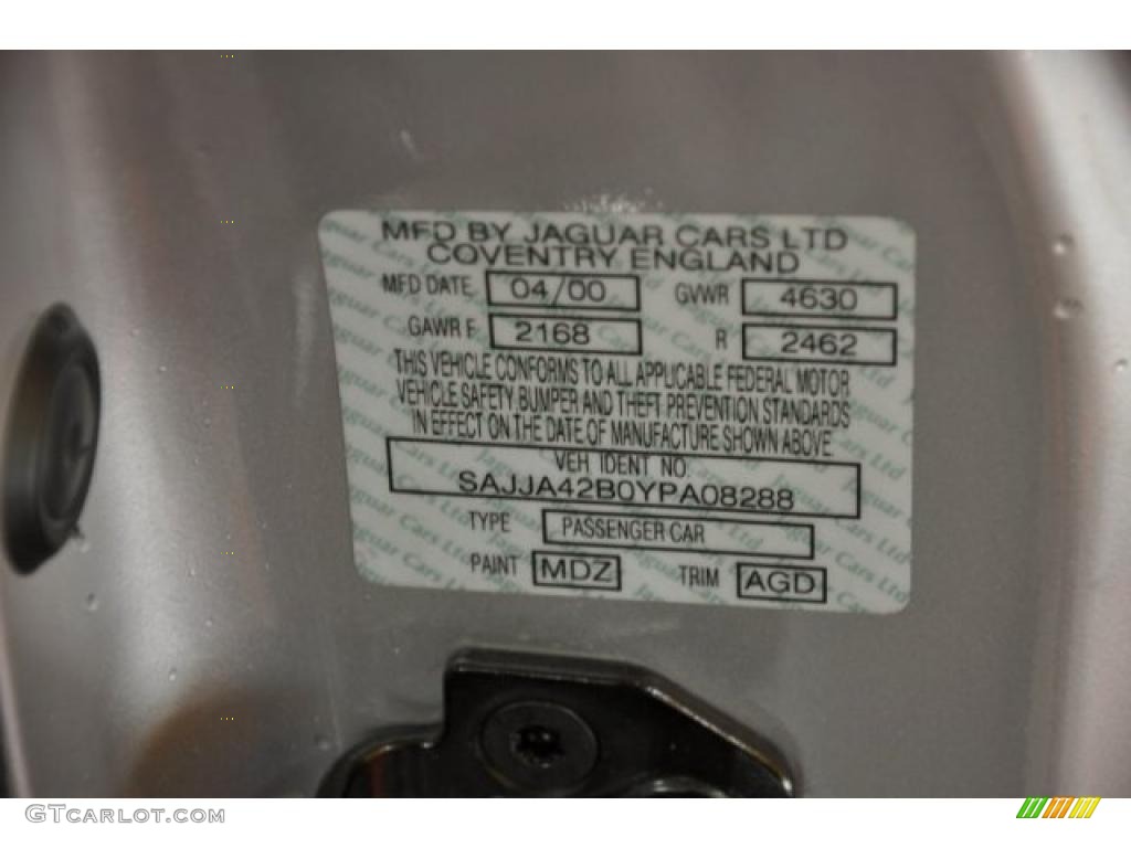 2000 XK Color Code MDZ for Platinum Metallic Photo #40804503