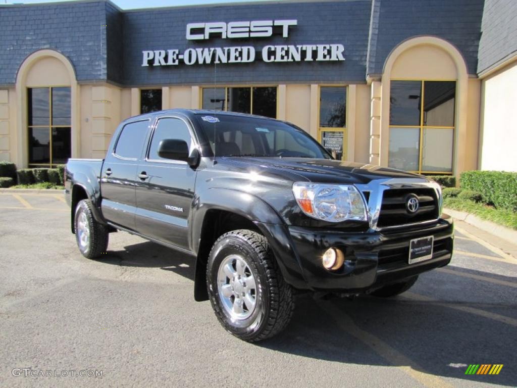 2008 Tacoma V6 SR5 Double Cab 4x4 - Black Sand Pearl / Taupe photo #1