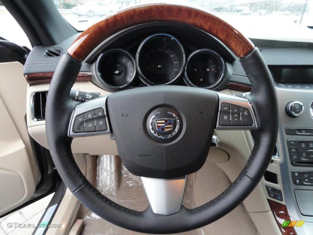 2011 Cadillac CTS 4 AWD Coupe Cashmere/Cocoa Steering Wheel Photo #40812027