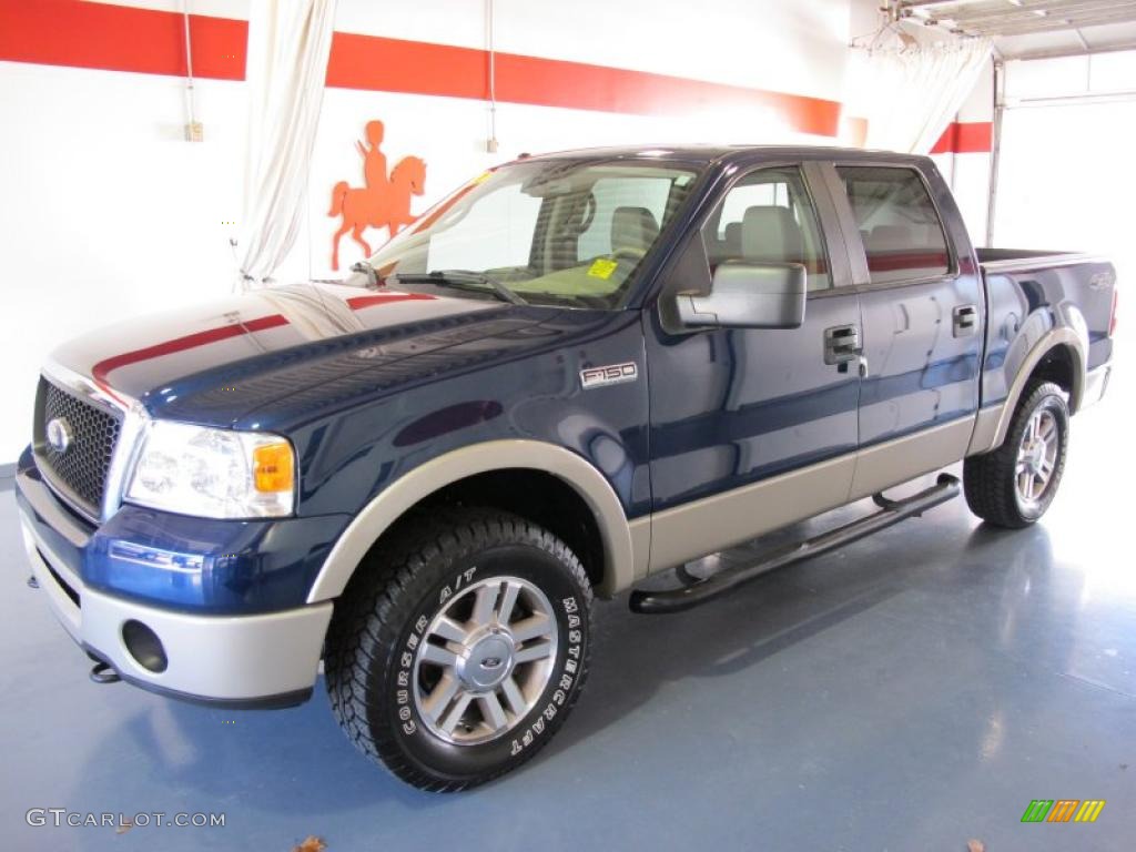 2007 F150 Lariat SuperCrew 4x4 - Dark Blue Pearl Metallic / Tan photo #1