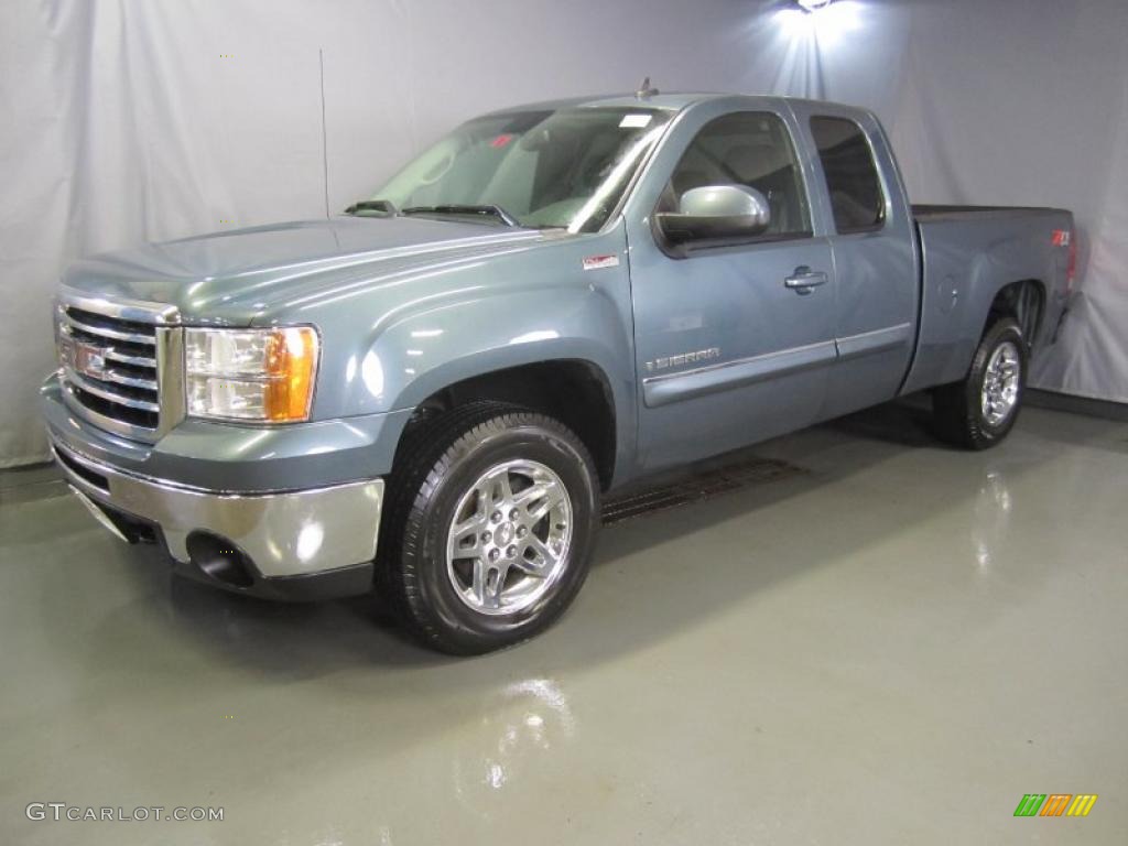 2009 Sierra 1500 SLT Extended Cab 4x4 - Stealth Gray Metallic / Ebony photo #1