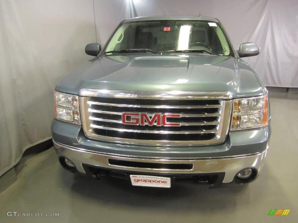 2009 Sierra 1500 SLT Extended Cab 4x4 - Stealth Gray Metallic / Ebony photo #2