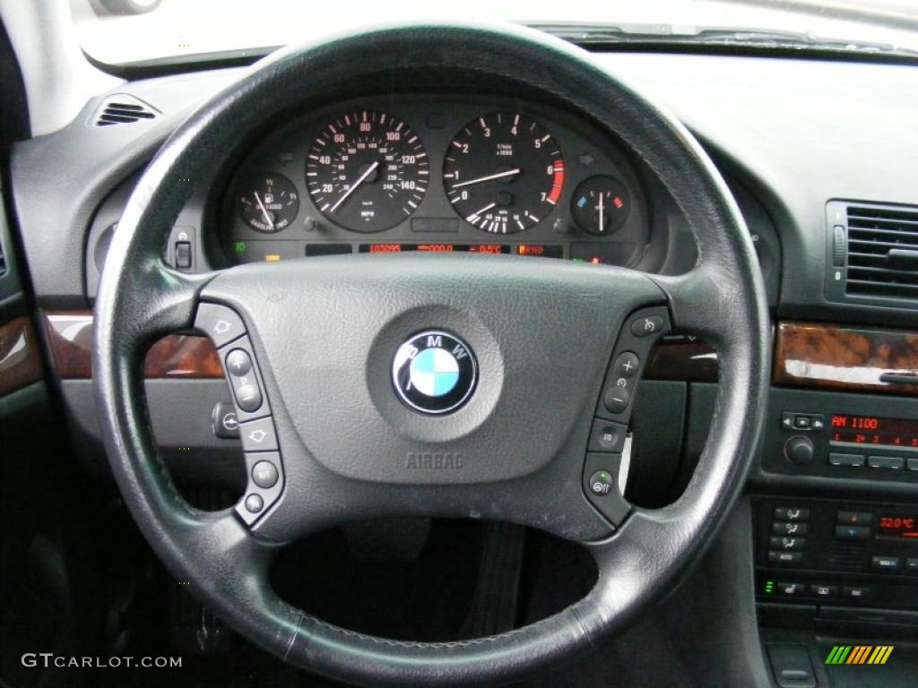 2003 BMW 5 Series 540i Sedan Black Steering Wheel Photo #40840521