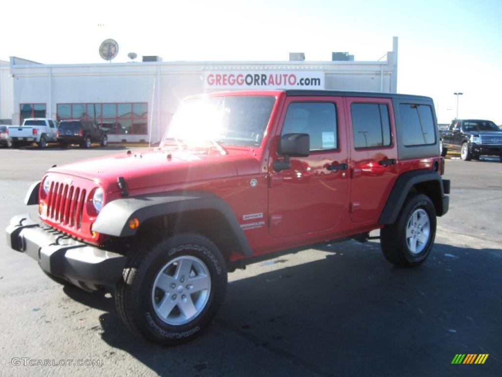 2011 Wrangler Unlimited Sport 4x4 - Flame Red / Black photo #1