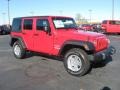 2011 Flame Red Jeep Wrangler Unlimited Sport 4x4  photo #3