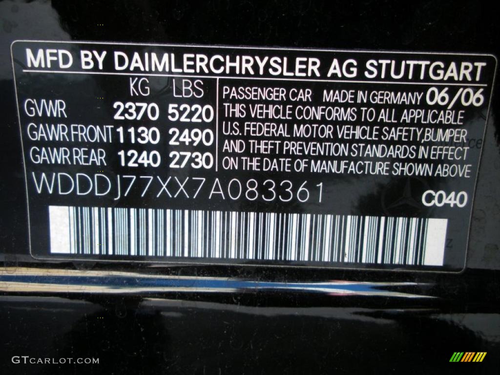 2007 CLS Color Code 040 for Black Photo #40845857